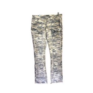 RED FOX WOMEN'S STACKED FRAYED HEAVY TWILL PANTS  (KHAKI CAMO) Sz XL